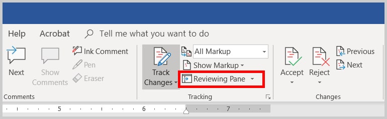 word for mac review pane